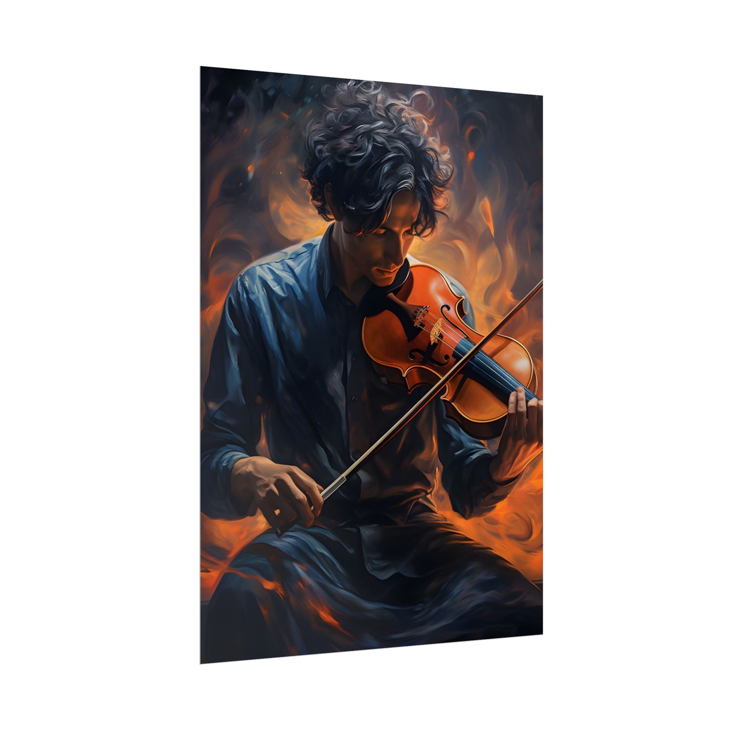 Mysterious Musician Portrait: Enigmatic Eyes Artwork - Poster