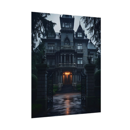 Haunted Victorian Mansion: Spooky Atmosphere Artwork - Poster