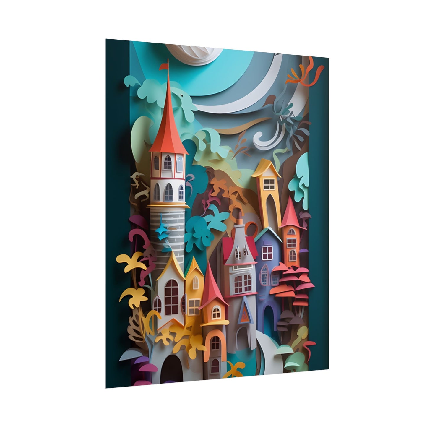 Eye-Catching European Landscape: Paper Quilling Artwork - Poster