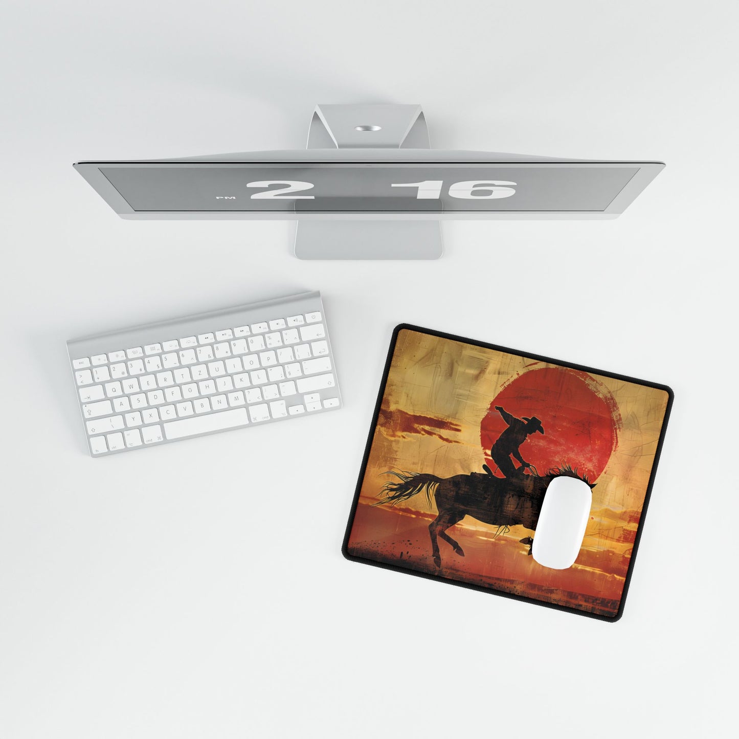 Rodeo Cowboy: Riding a Bucking Bronco - Desk Mat