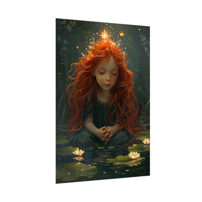 Sparkly Redhead Daydream: Young Girl Digital Art - Poster