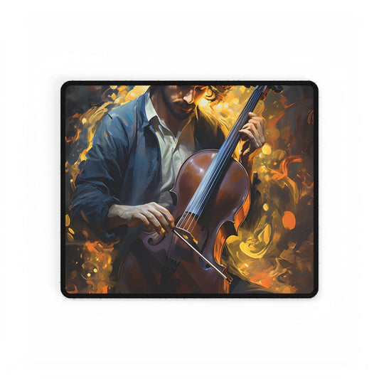 Enigmatic Musician Portrait: Mysterious Maestro - Desk Mat