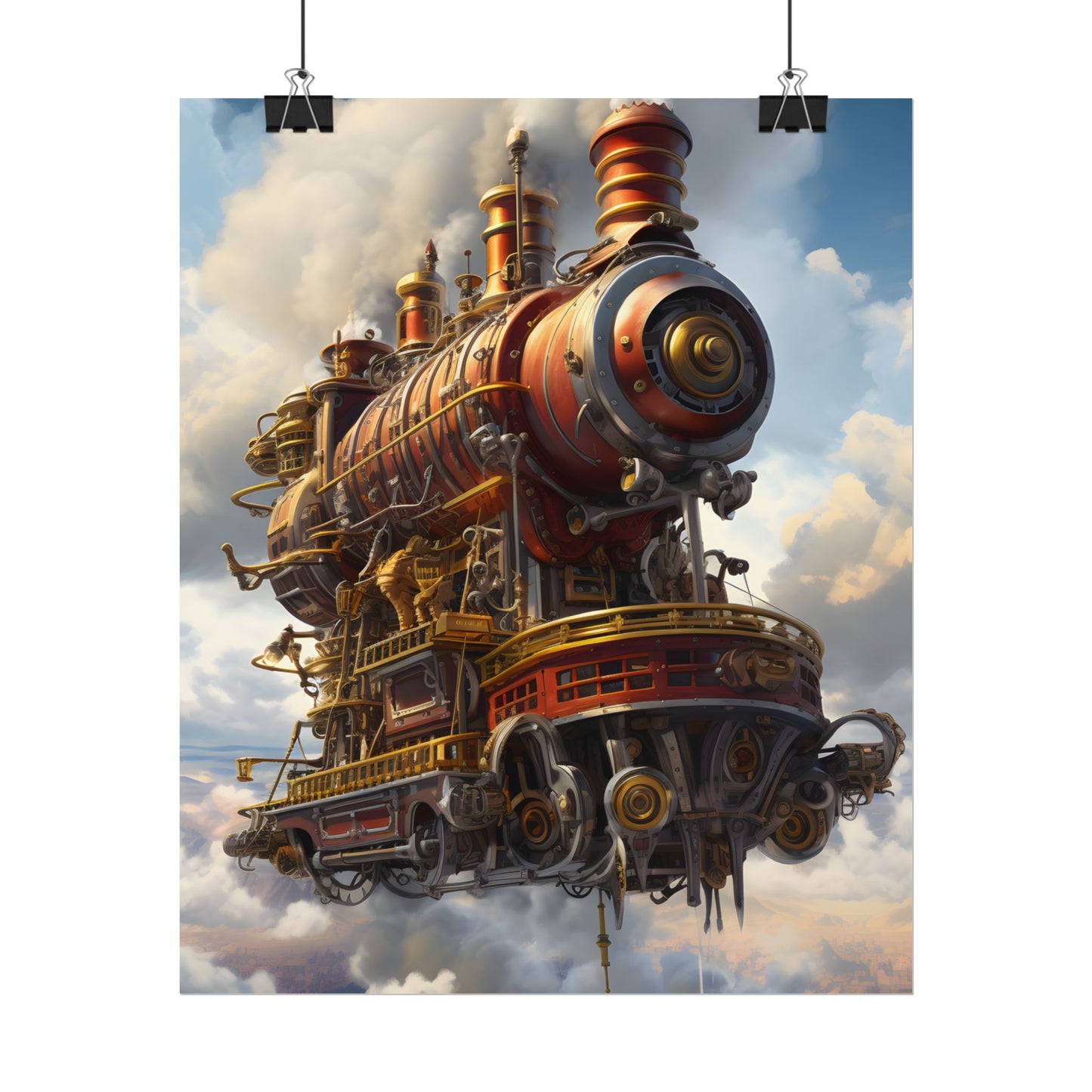 Steampunk Sky-Liner Thrill: Dynamic Race Artwork - Poster