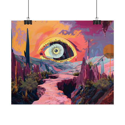 Surreal Eye: Vibrant Landscape Digital Art - Poster