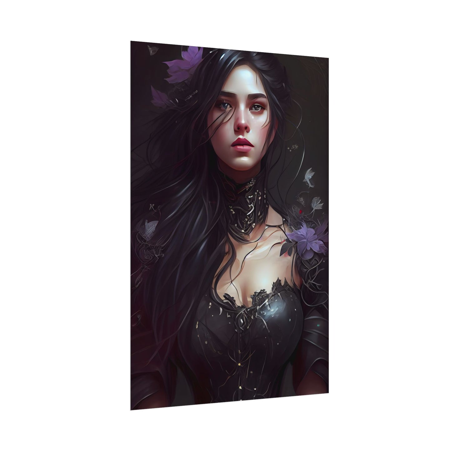 Striking Woman Portrait: Black Hair Artwork - Poster