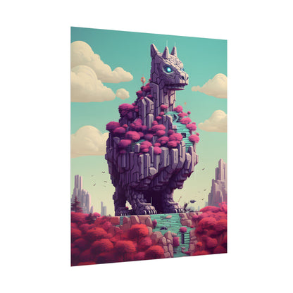 Futuristic Cyber Pet: Neon Pixel Art - Poster