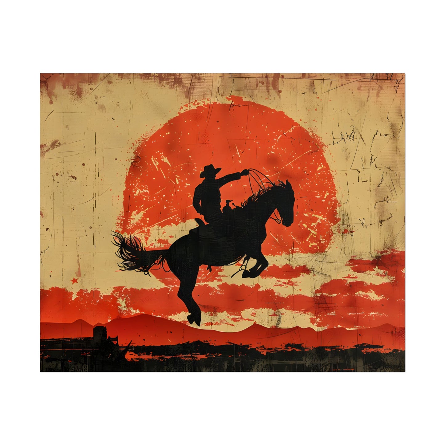 Vintage Rodeo Cowboy: Classic Bucking Bronco Art - Poster