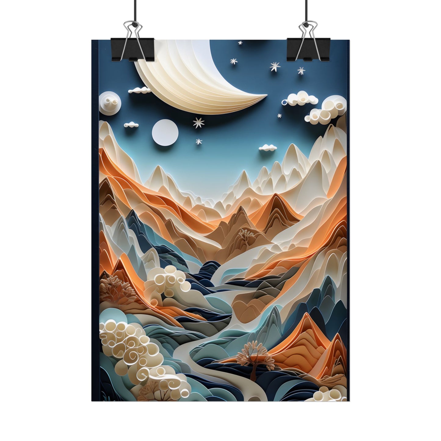 Vibrant European Quilled Landscape: Intricate Paper Art - Poster