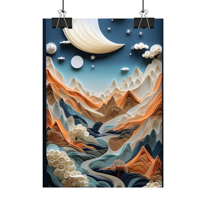 Vibrant European Quilled Landscape: Intricate Paper Art - Poster
