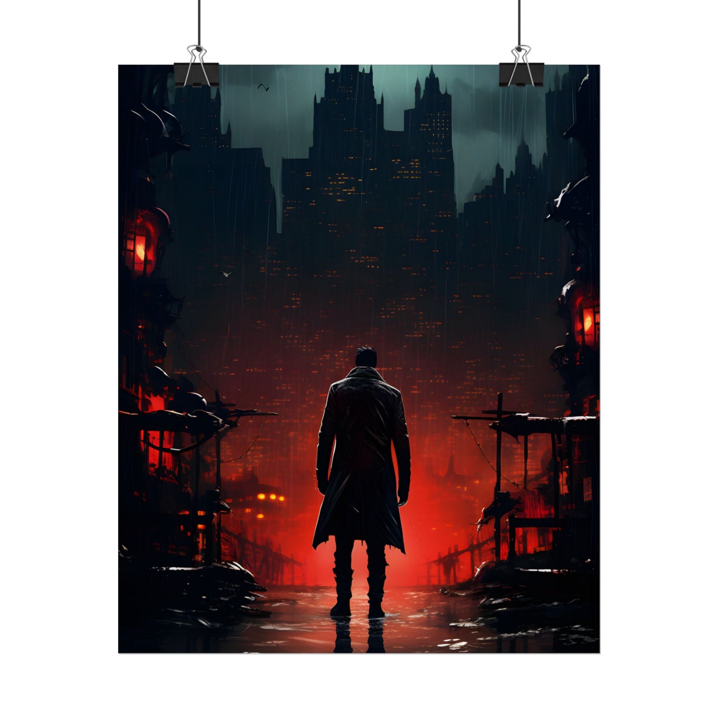 Urban Fantasy Detective: Cityscape at Dusk - Noir Artwork - Poster
