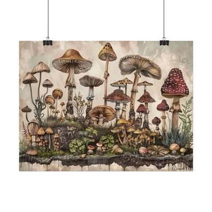 Vintage Mushroom Illustrations: A Collection of Unique Fungi - Poster