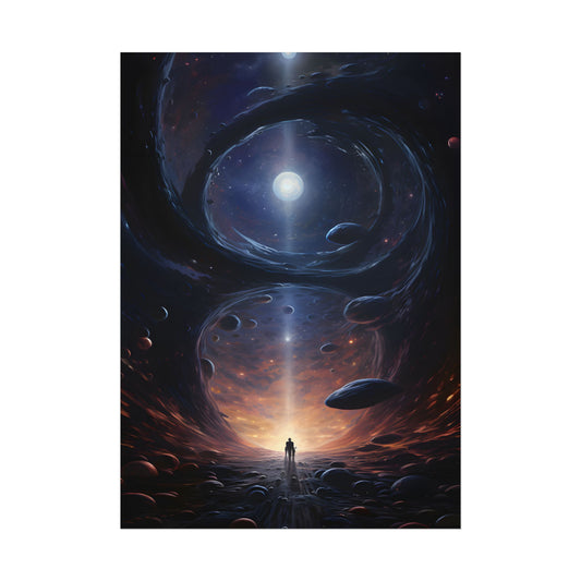 Black Hole Cosmic Dance: Massive Planet Orbits a Dark Star - Poster