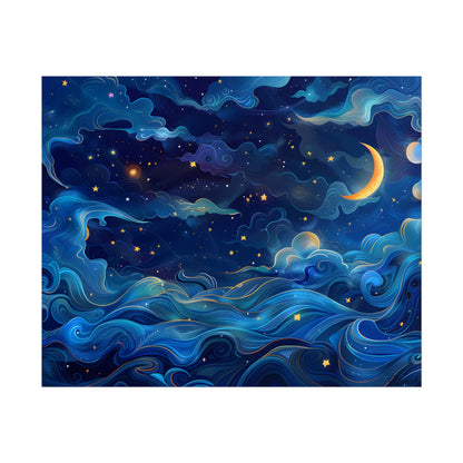 Whimsical Dreamy Night Sky: Stars, Moon, and Shooting Star - Poster