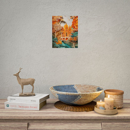 Colorful Indian Paper Quilling Art: Beautiful Landscape - Poster