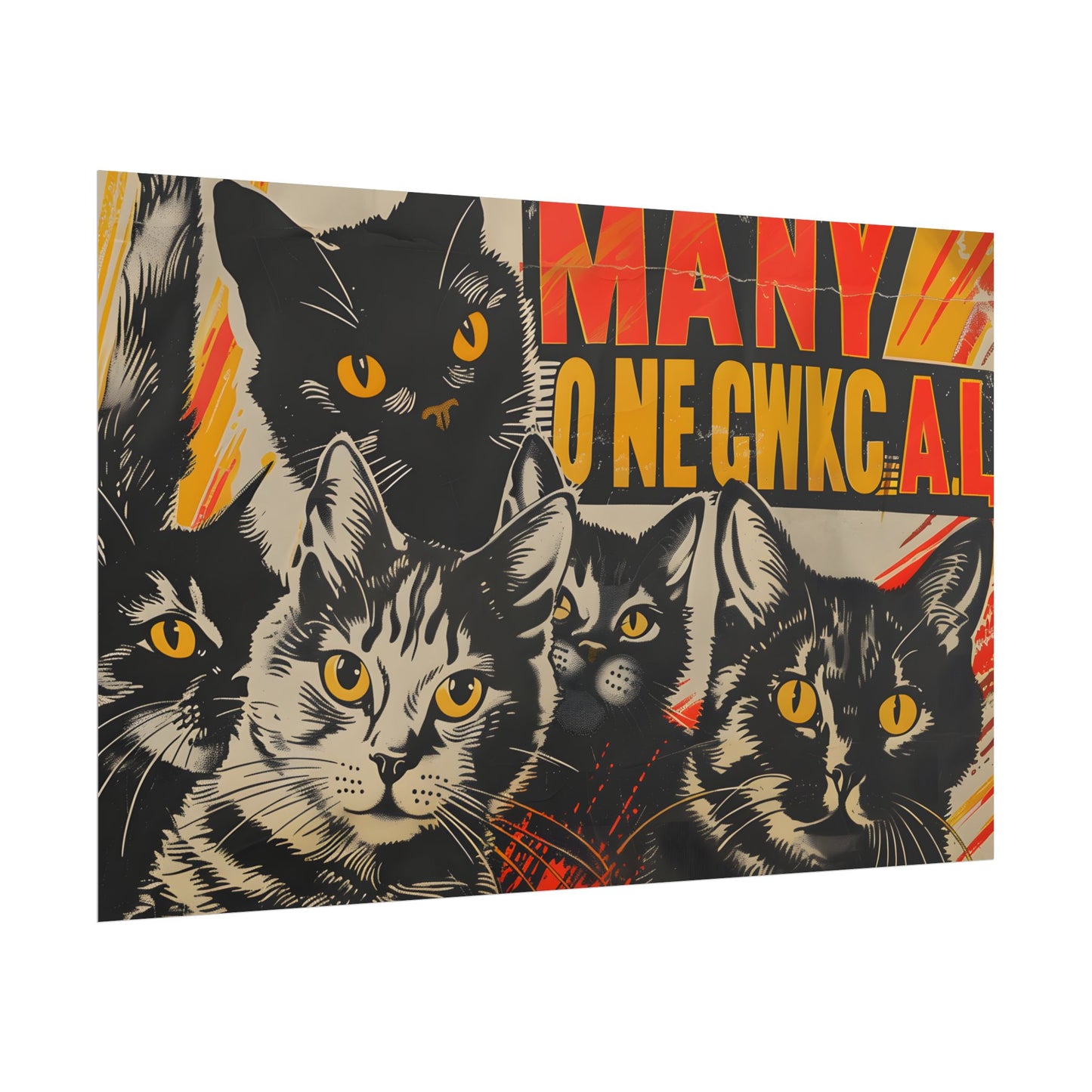 Red Cats in Soviet Motion: A Playful Poster Art - Poster