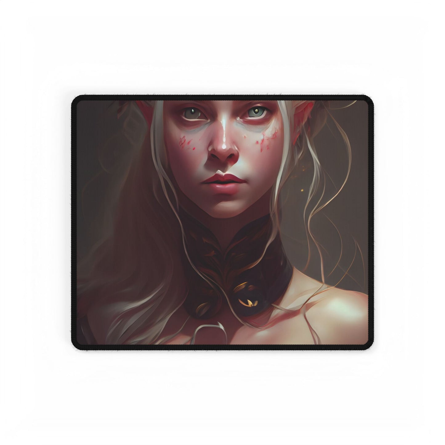 Astonishing Blonde Portrait: Contemplative Woman Art - Desk Mat