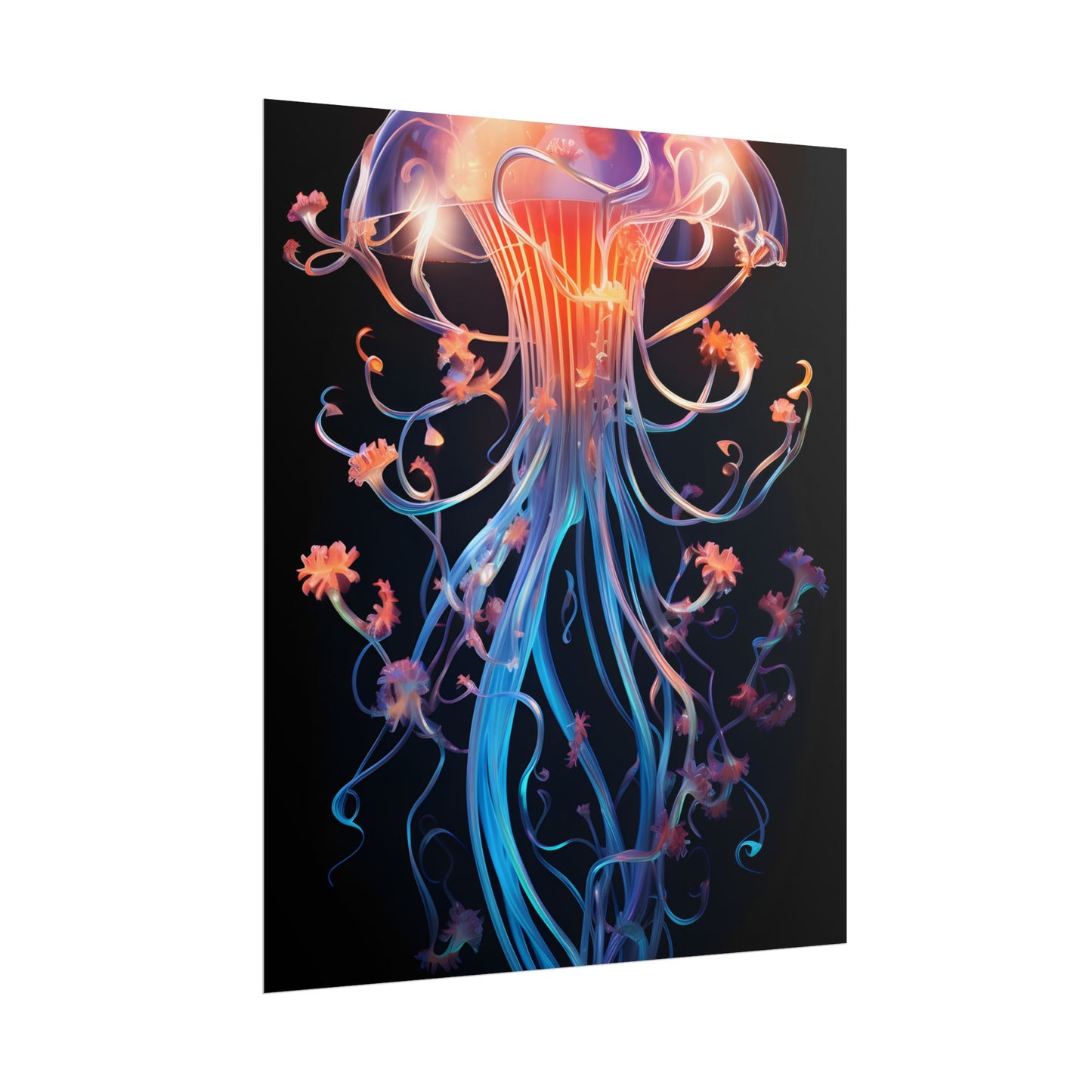 Bioluminescent Oceanic Ballet: Elegantly Poised Dancer in Underwater Performance - Poster