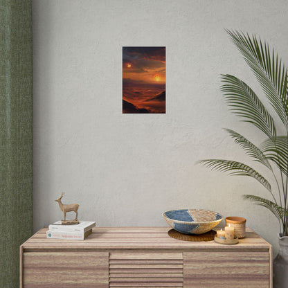 Peaceful Tatooine Sunset: Barren Desert Landscape - Poster