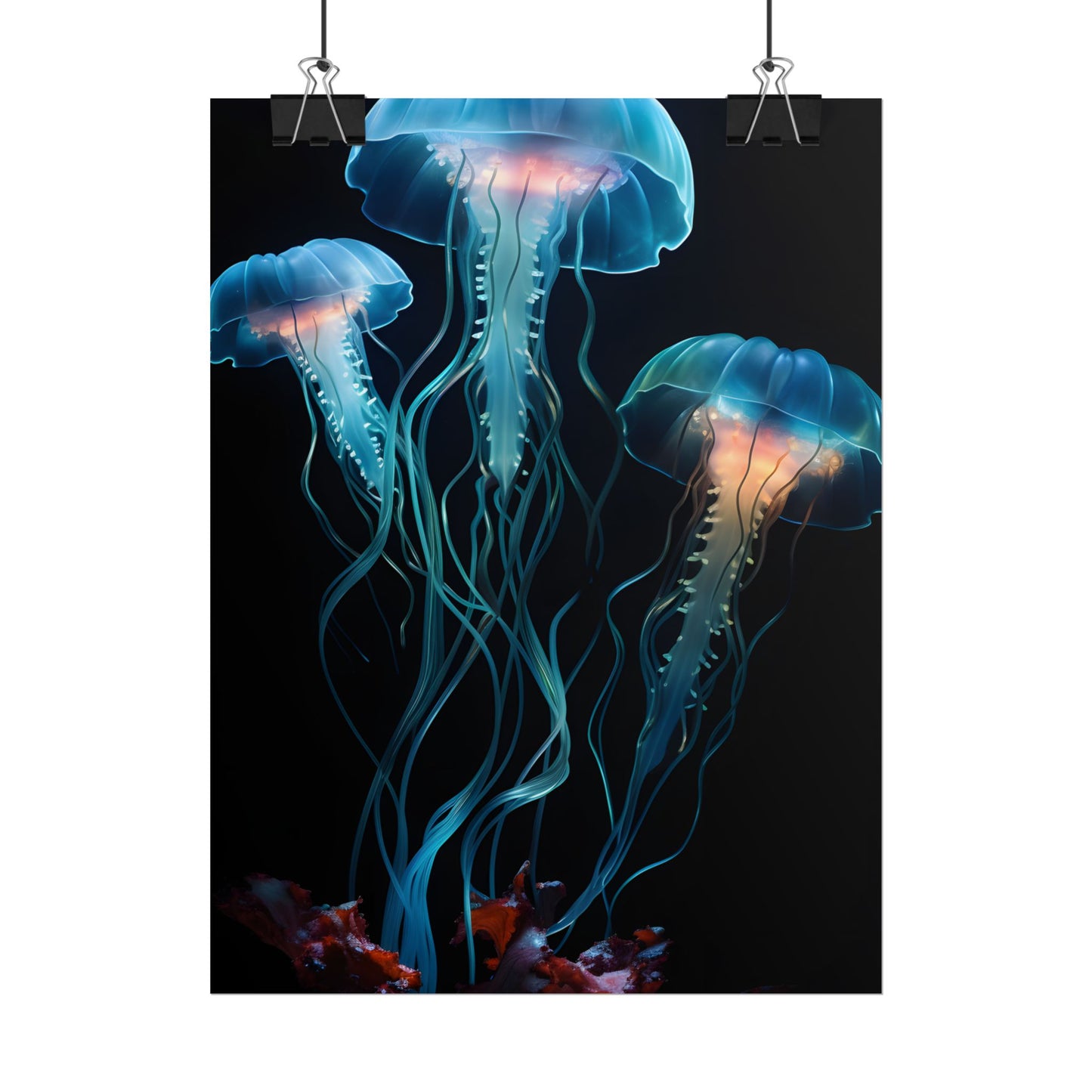 Bioluminescent Oceanic Ballet: Ethereal Underwater Dance - Poster