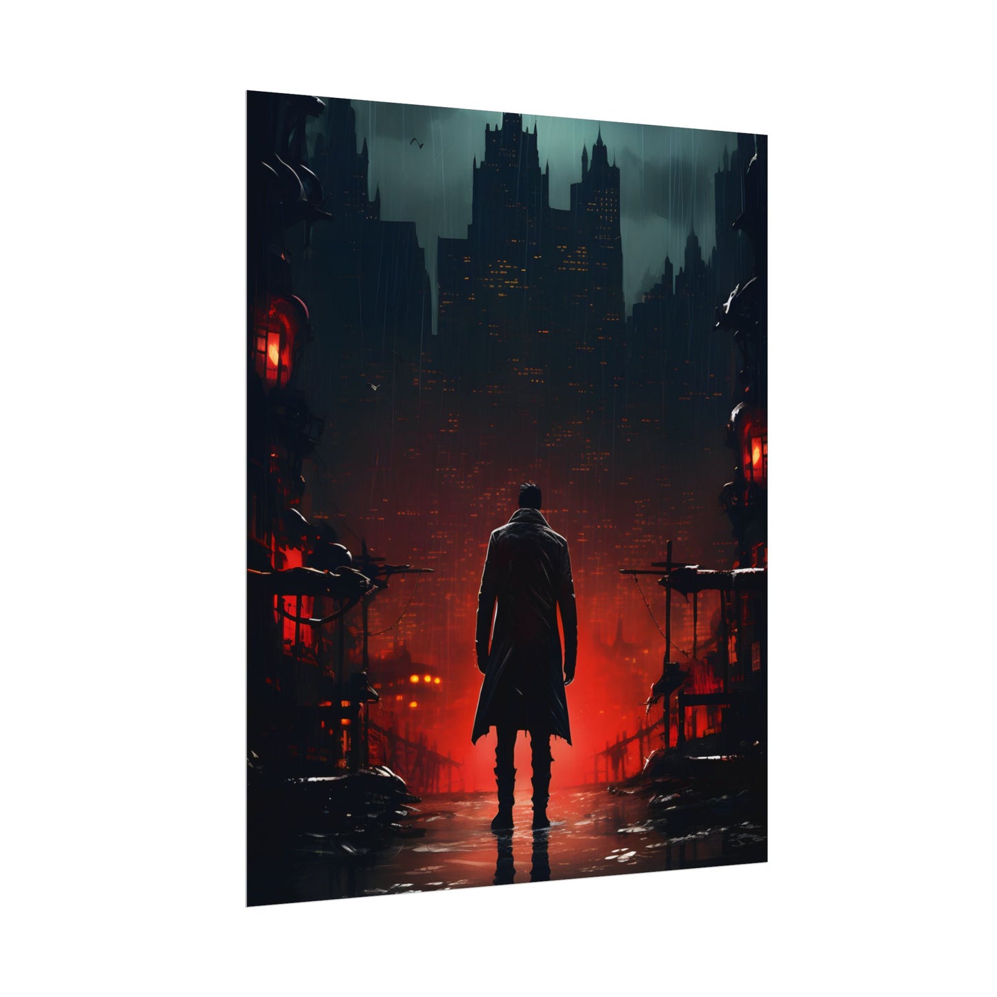 Urban Fantasy Detective: Cityscape at Dusk - Noir Artwork - Poster