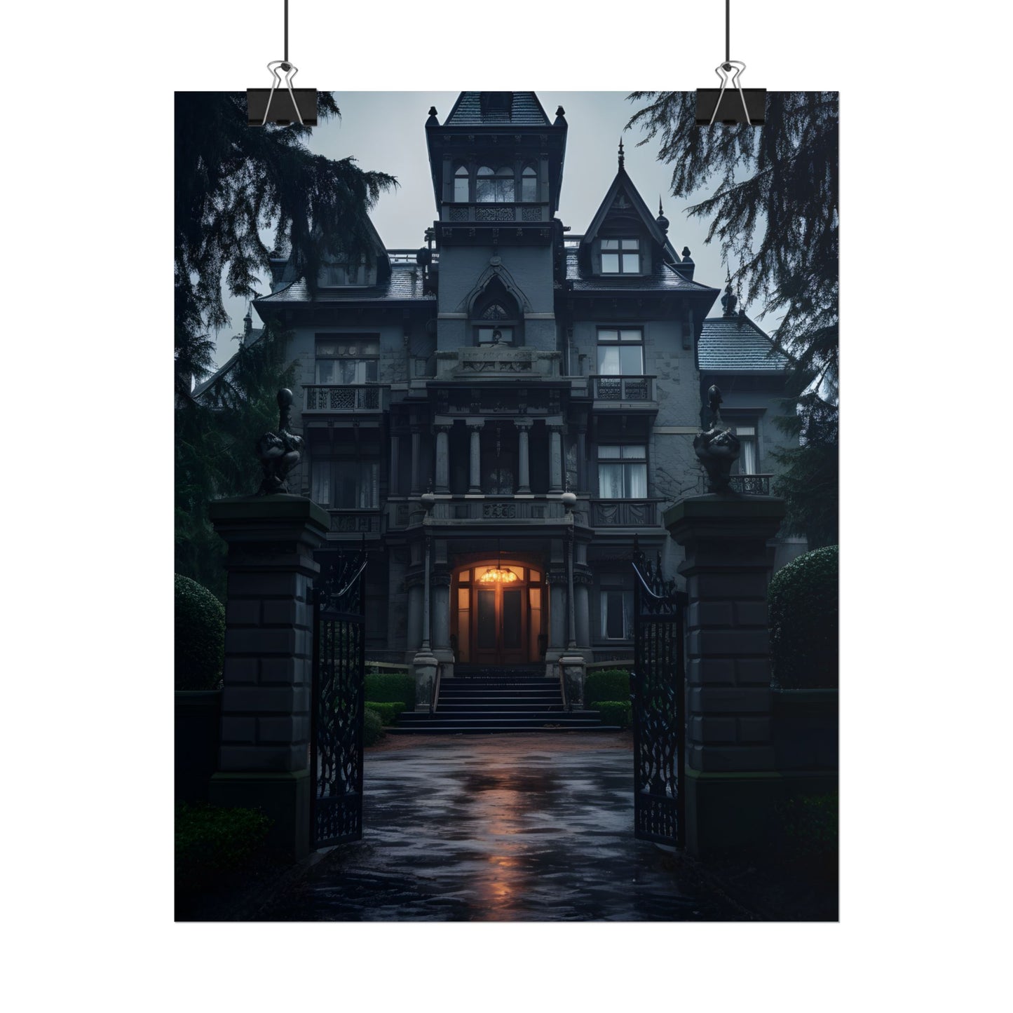 Haunted Victorian Mansion: Spooky Atmosphere Artwork - Poster