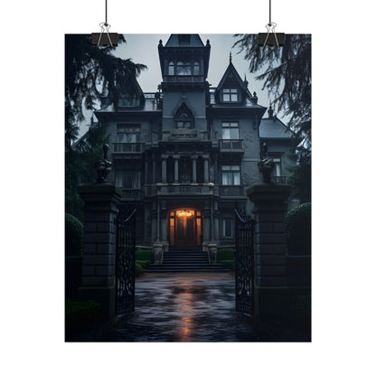 Haunted Victorian Mansion: Spooky Atmosphere Artwork - Poster