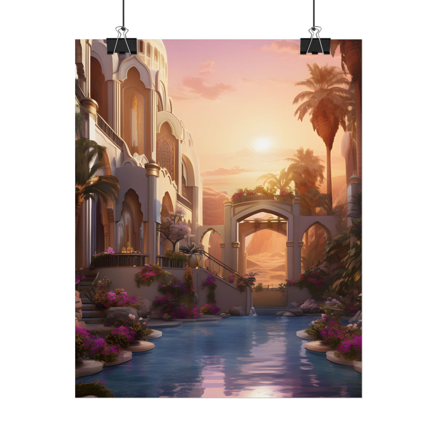 Desert Oasis Serenity: Arabian Nights-Inspired Artwork - Poster