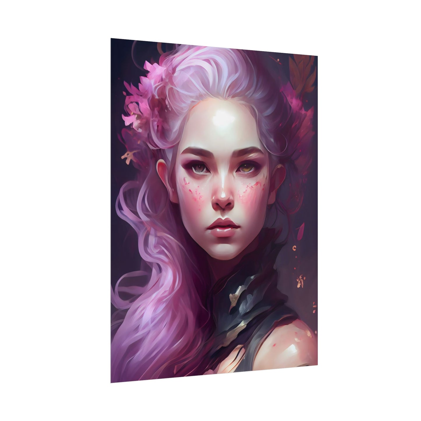 Astonishing Female Portrait with Pink Hair: Dre Artwork - Poster