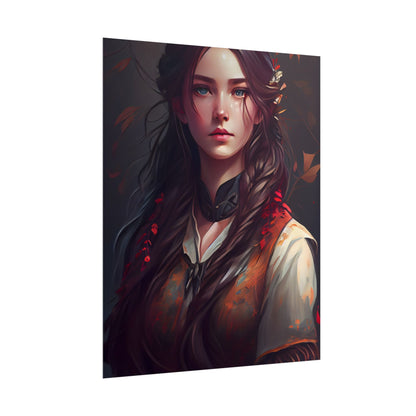 Vibrant Portrait: Brown Hair, Green Eyes Artwork - Poster