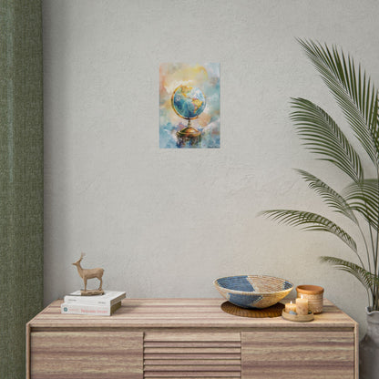 Vintage-Style Globe: World Map with Iconic Features - Poster
