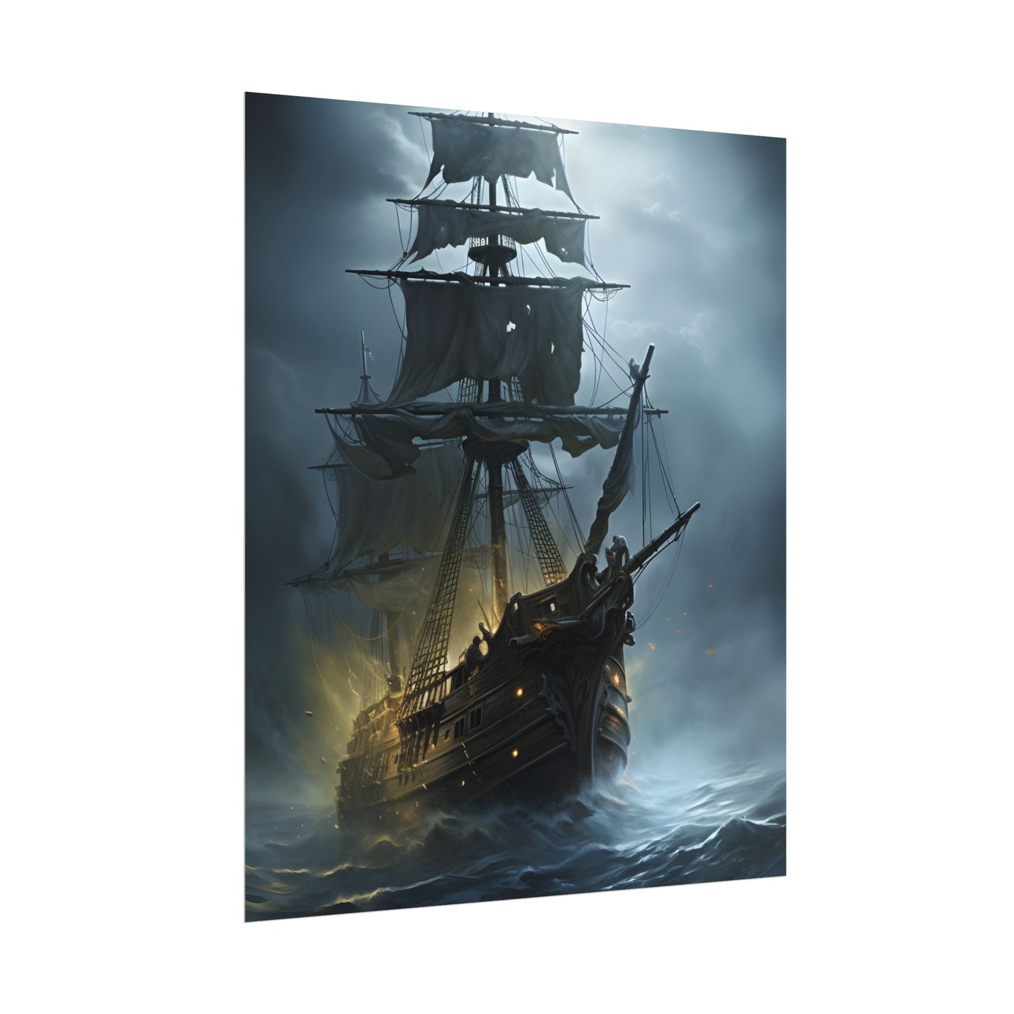 Ghostly Pirate Voyage: Historic Sea Travel Digital Art - Poster
