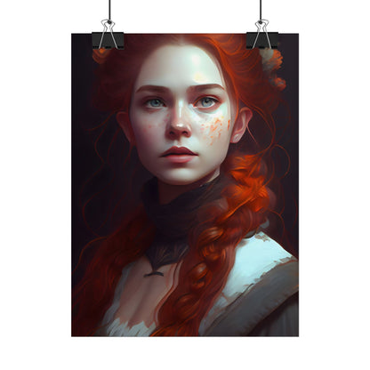 Astonishing Redhead Portrait: Elegant Young Woman in Dress - Poster