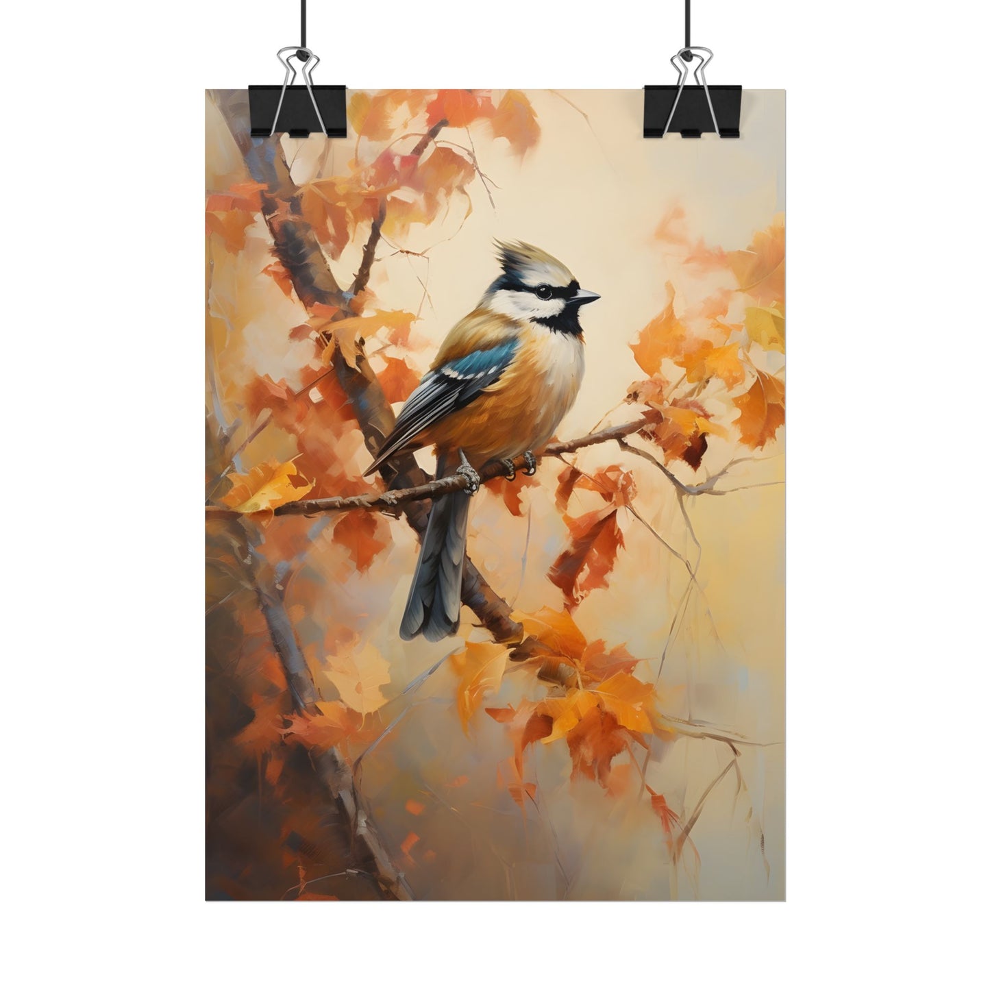 Vibrant Oak Branch: Colorful Leaves Oil Painting - Poster