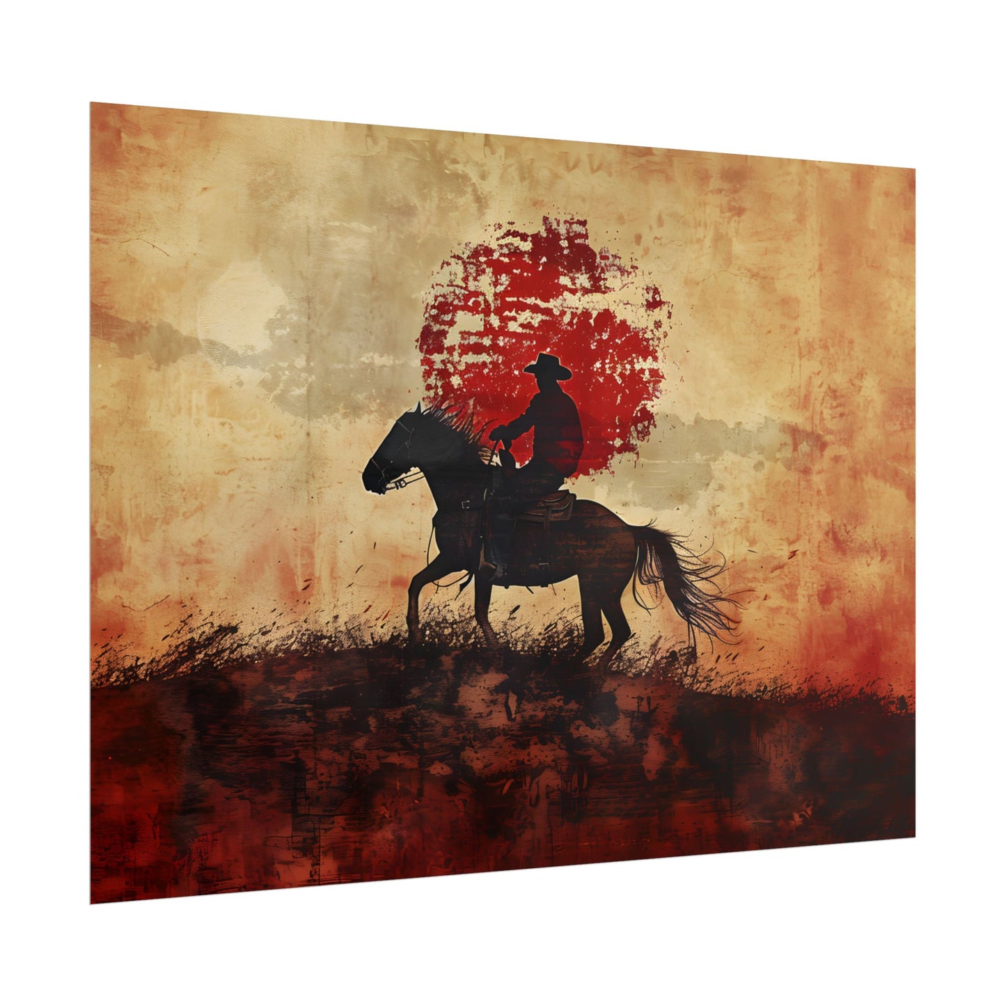 Dynamic Rodeo Scene: Earthy Tones of a Thrilling Ride - Poster