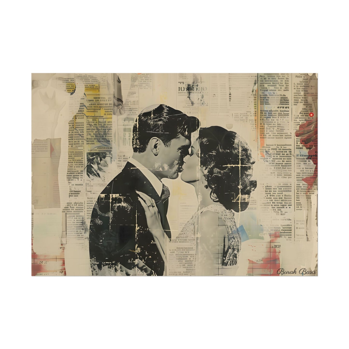Vintage Romance: Celebratory Couple Art Poster - Poster
