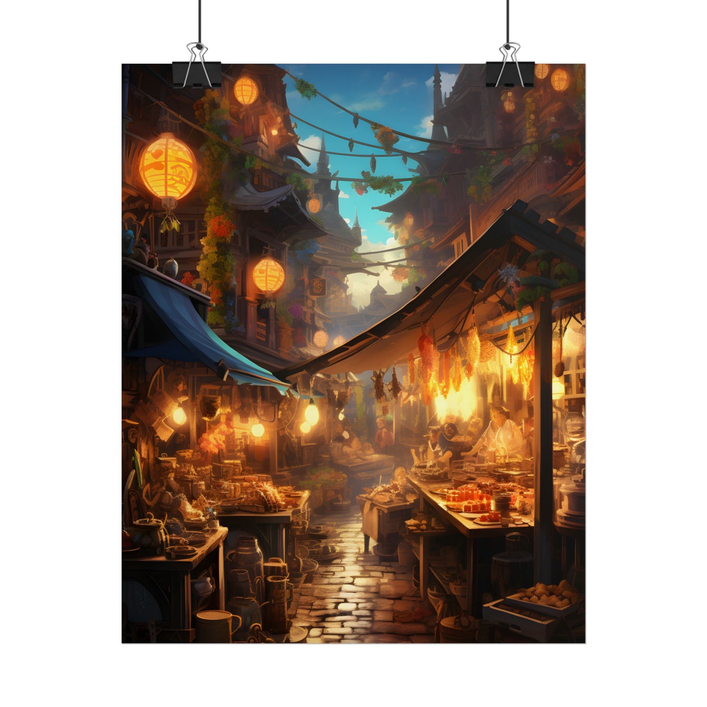 Magical Street Food Market: Vibrant Colors - Poster