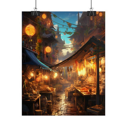 Magical Street Food Market: Vibrant Colors - Poster