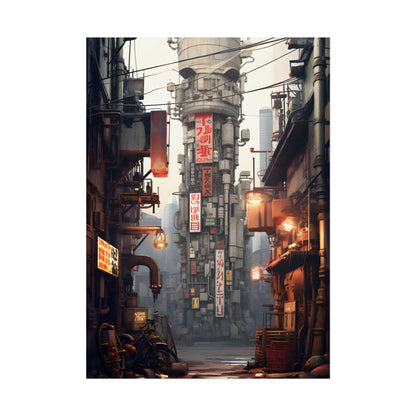 Steampunk Post-Apocalypse: Detailed Cityscape Digital Art - Poster