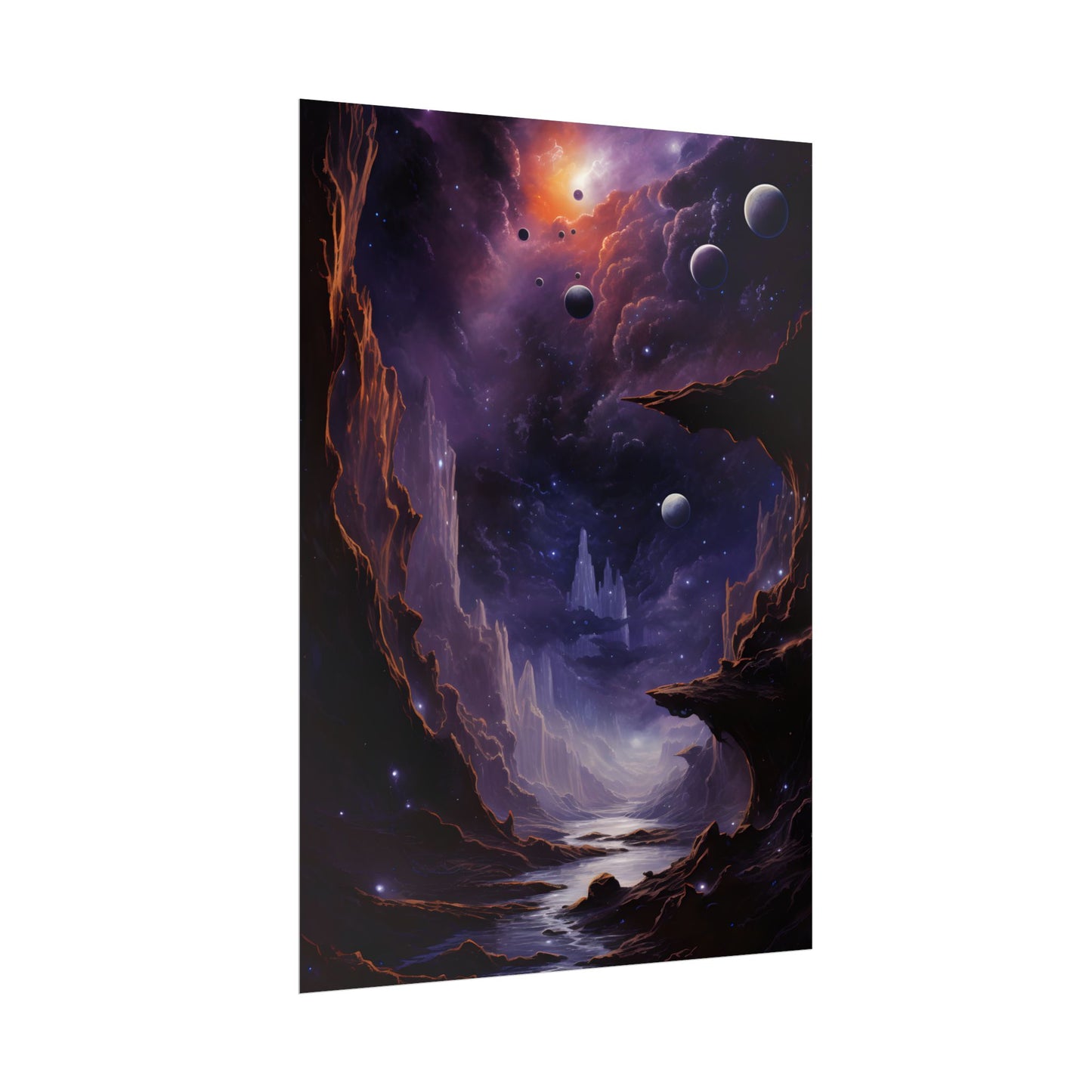 Black Hole Cosmic Odyssey: A Massive Planet's Journey Through Space - Poster