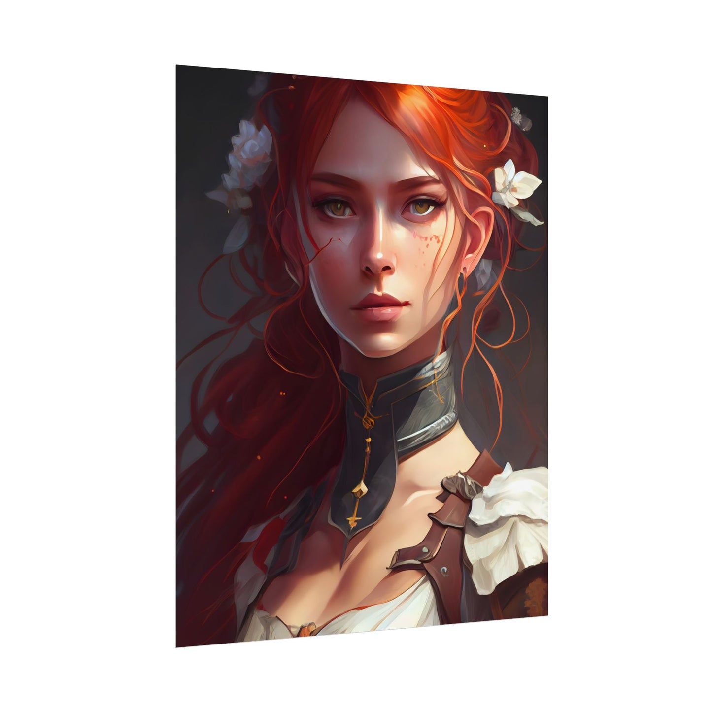 Redheaded Beauty: Formal Portrait in Dark Dress - Poster