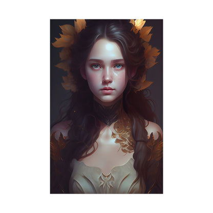 Brown Hair Female Portrait: Artistic Style Digital Art - Poster