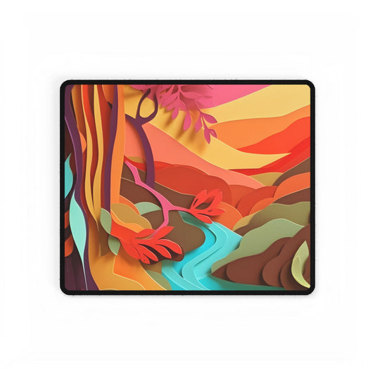 Vibrant Paper Quilled Canyon: Eye-Catching Landscape Art - Desk Mat