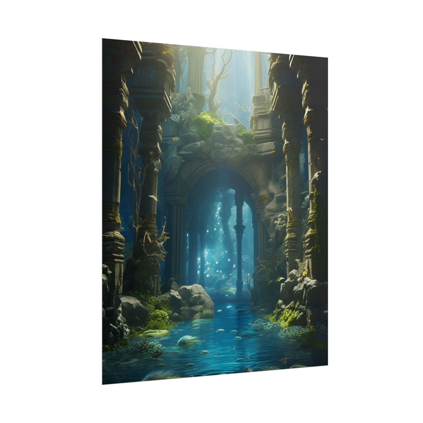 Mysterious Sunken Ancient Civilization: Underwater Artwork - Poster