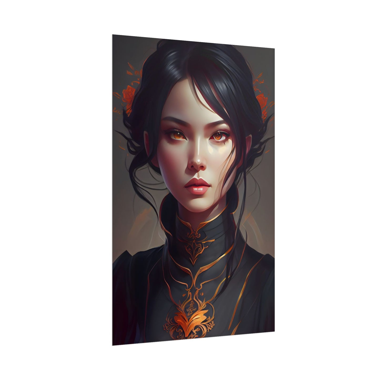 Realistic Female Portrait in Elegant Dress - Poster