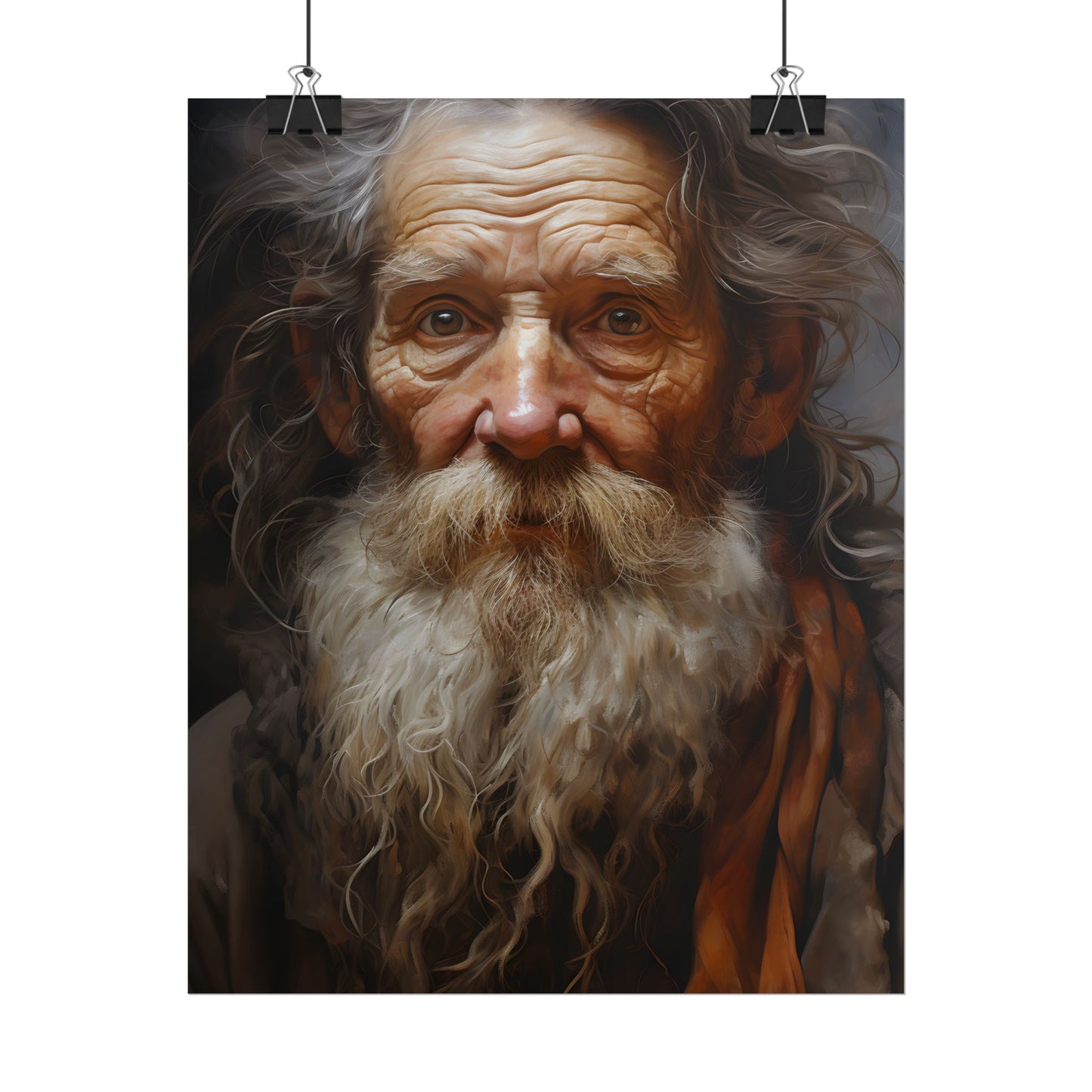 Elderly Wisdom: Realistic Portrait Art - Poster
