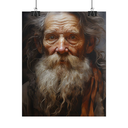 Elderly Wisdom: Realistic Portrait Art - Poster