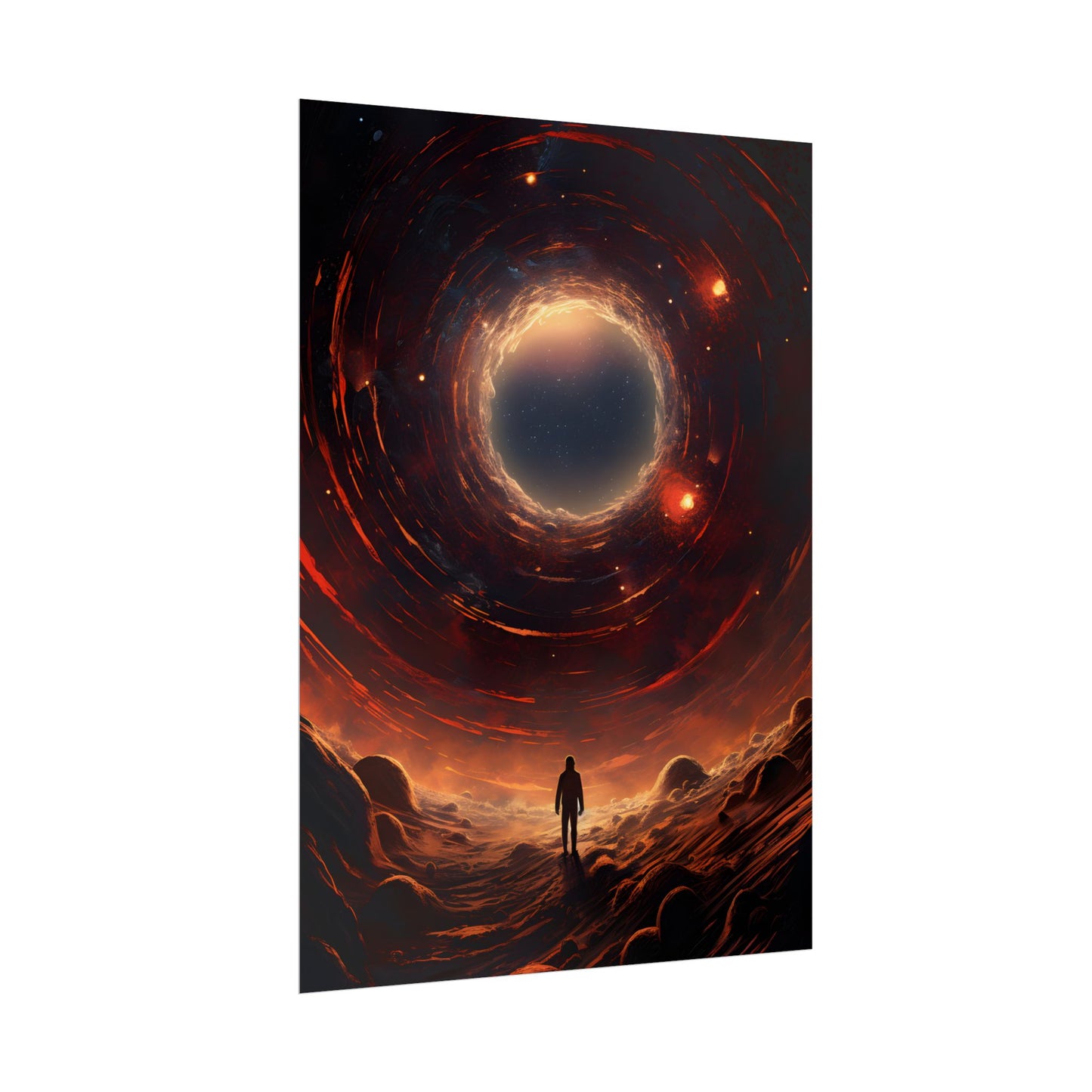 Black Hole Cosmic: A Realistic Digital Artwork of a Planet in Orbit - Poster