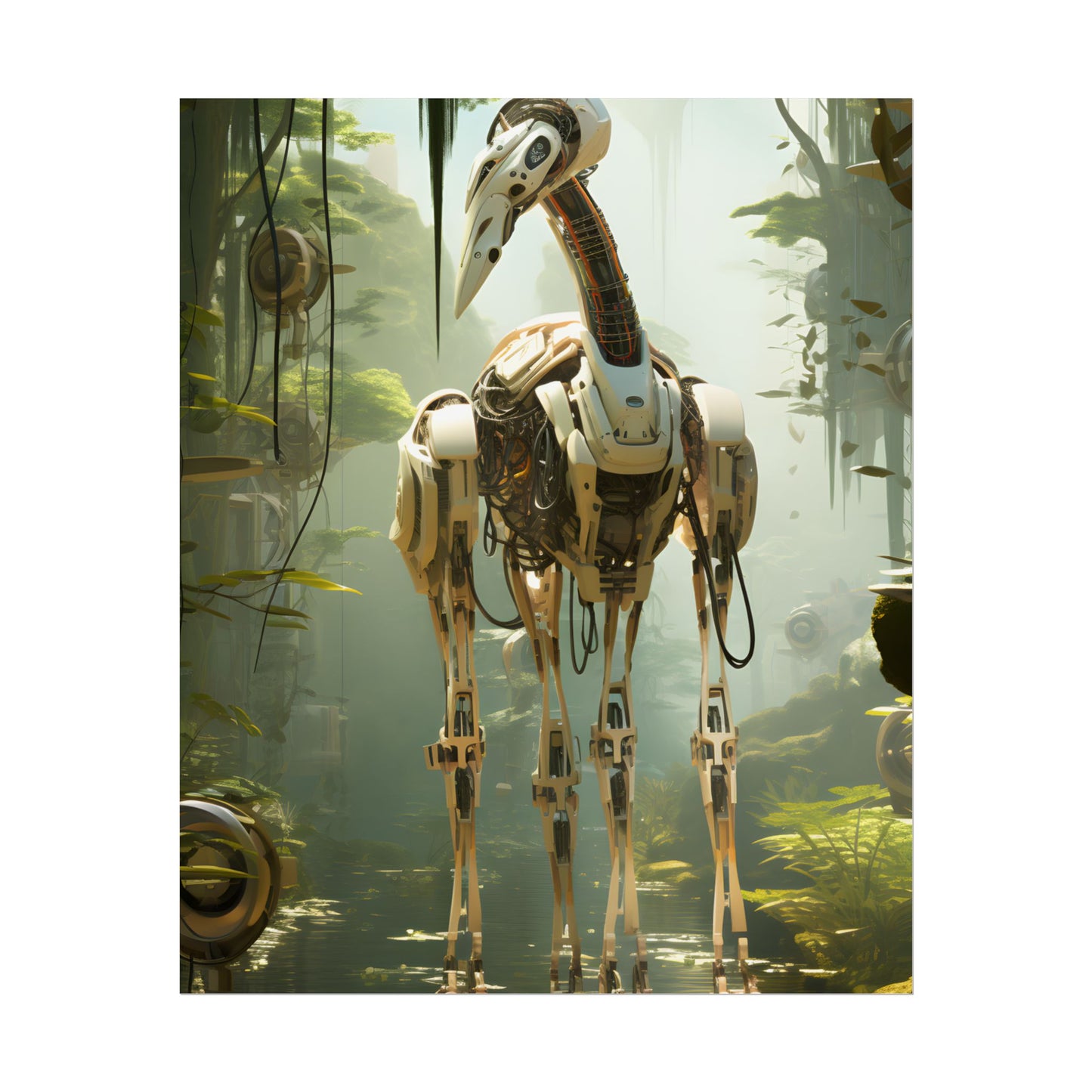 Robotic Guardians of Nature: Serene Wildlife Sanctuary Art - Poster