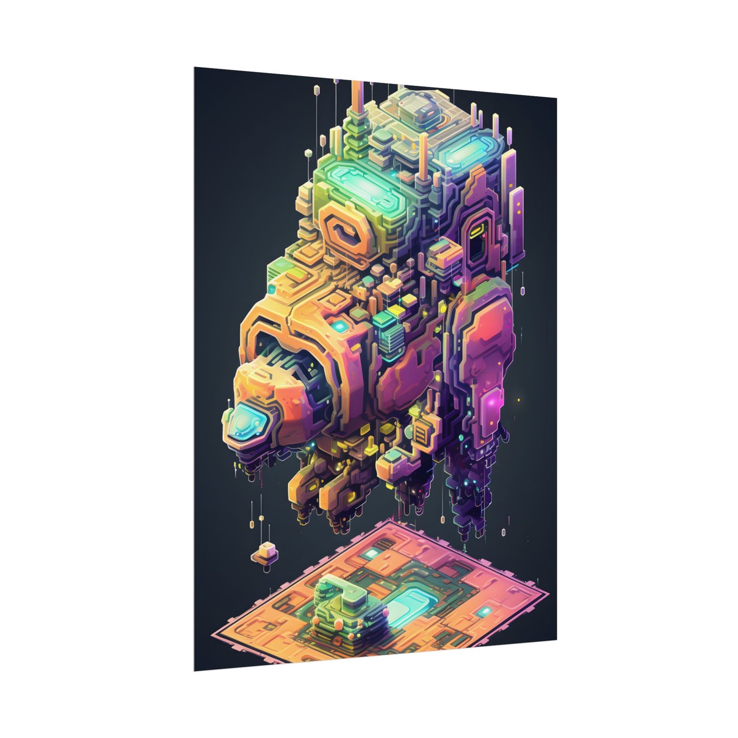 Pixel Punk Pets: Digital Artwork of Cyber-Pets in Pixelated World - Poster