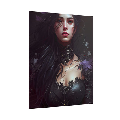 Striking Woman Portrait: Black Hair Artwork - Poster